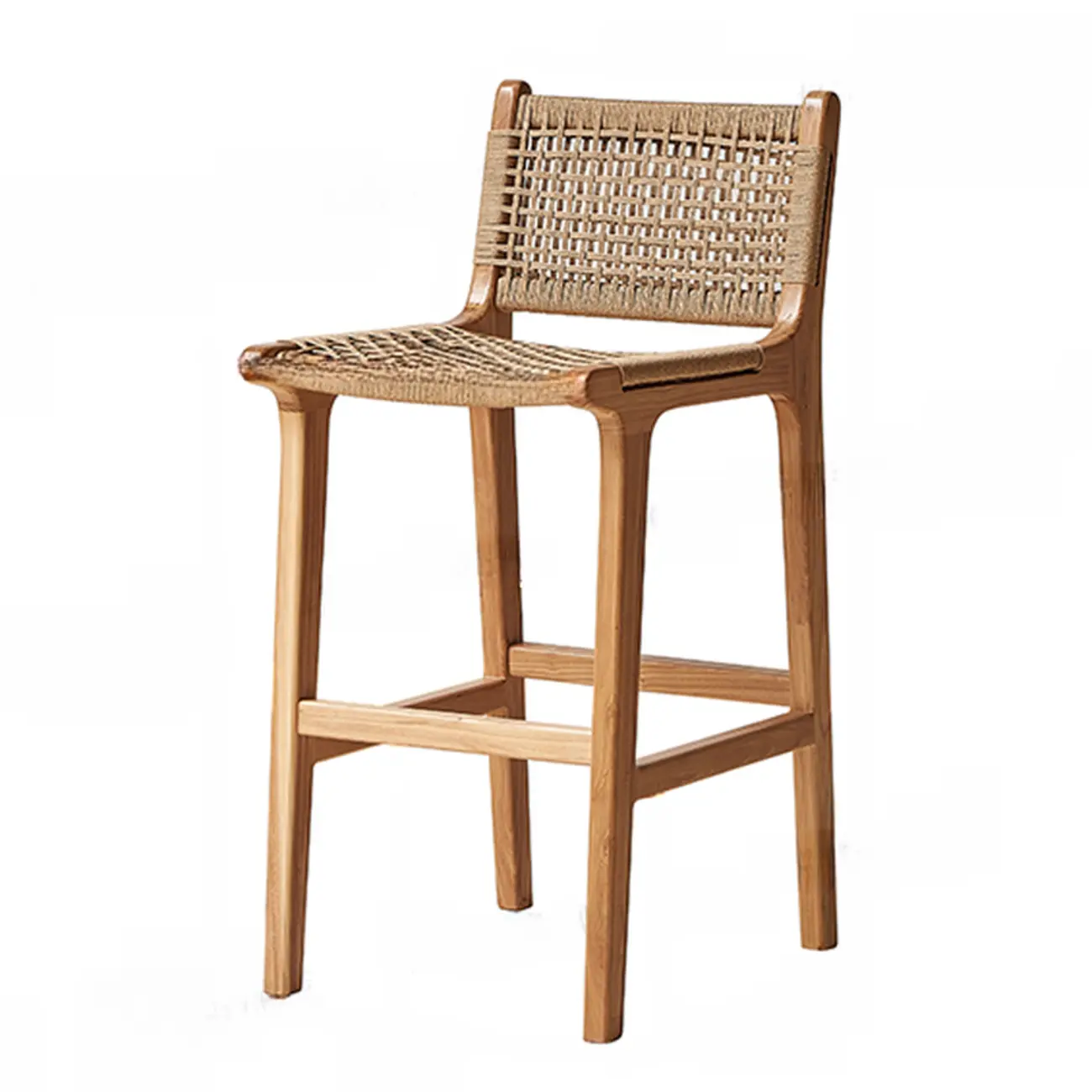 Scandinavian Wooden Ratten Bar Stool