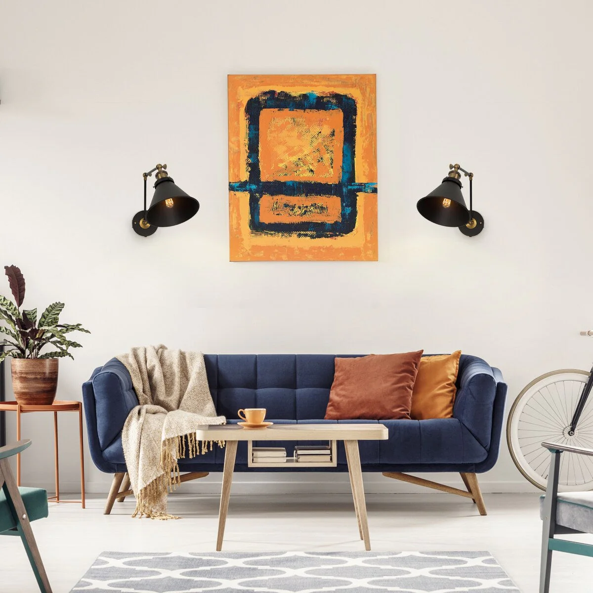 Malryn Set of 2 Modern Adjustable Swing Arm Lights Plug-in/Hardwired Wall Sconces