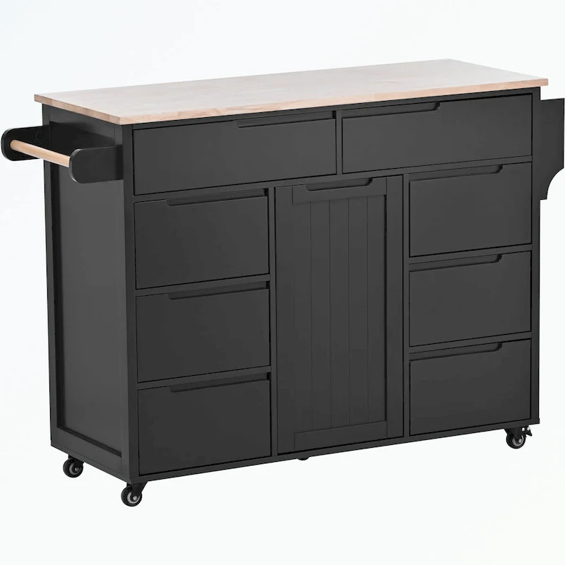Kitchen Cart with Rubber Wood Countertop