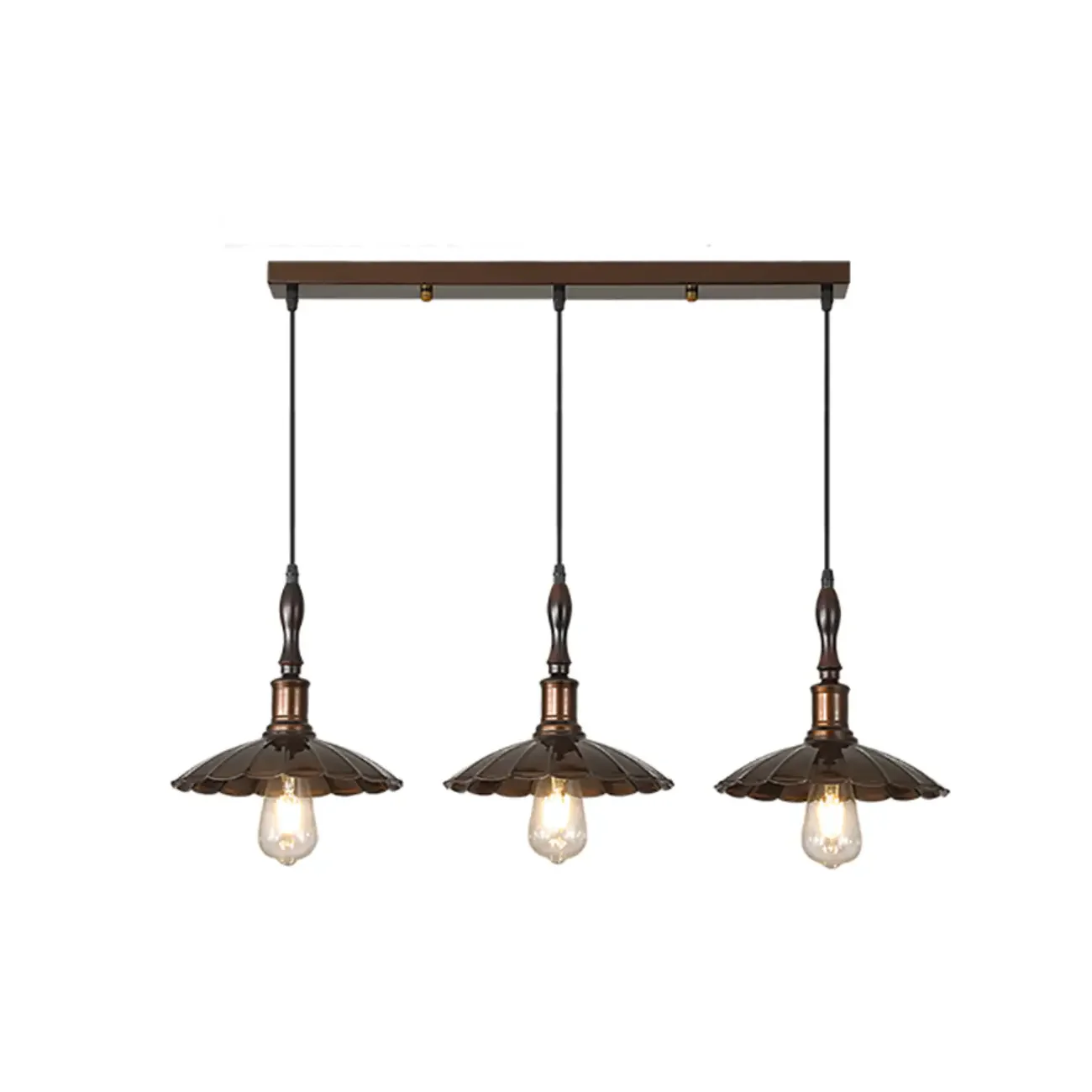 Modern Rustic Brown Adjustable Island Pendant Light for Kitchen