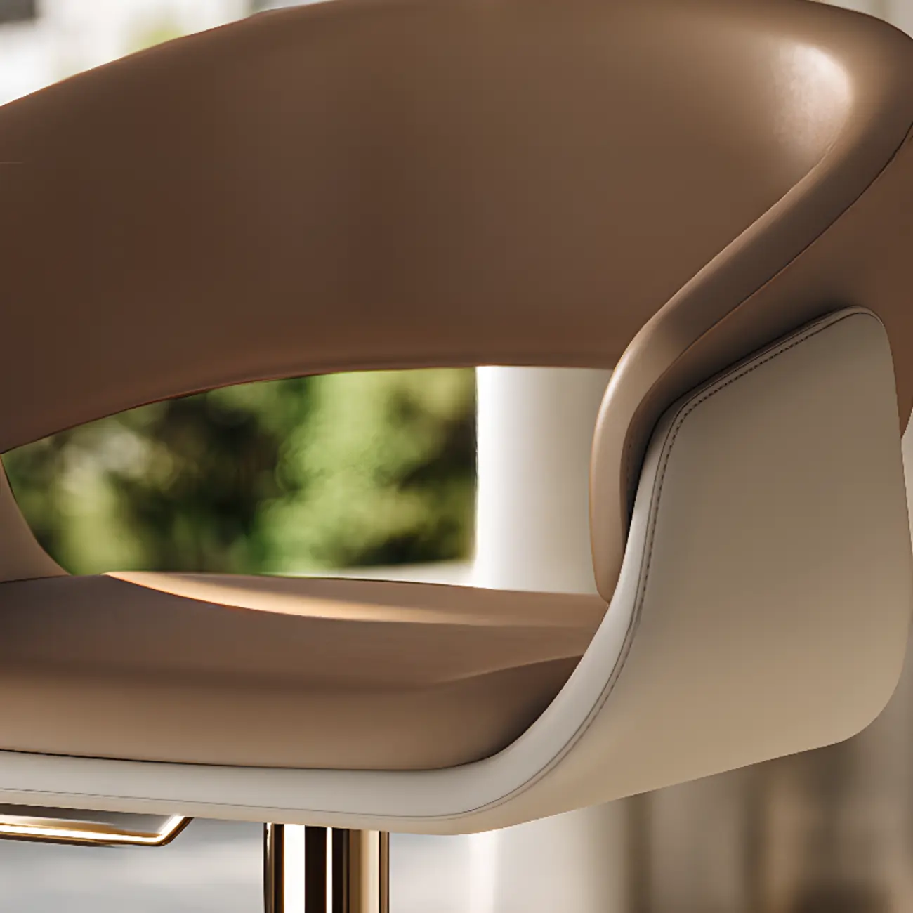 Brown Swivel Genuine Leather Counter Stools with Backs