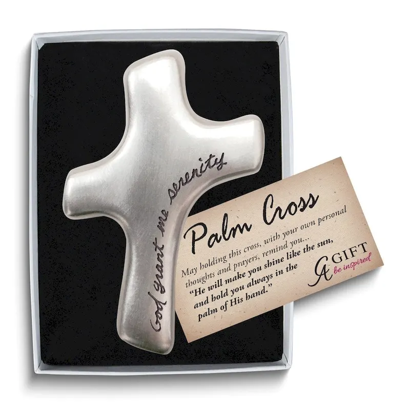 Curata God Grant Me Serenity Silver-Tone Metal Palm Cross