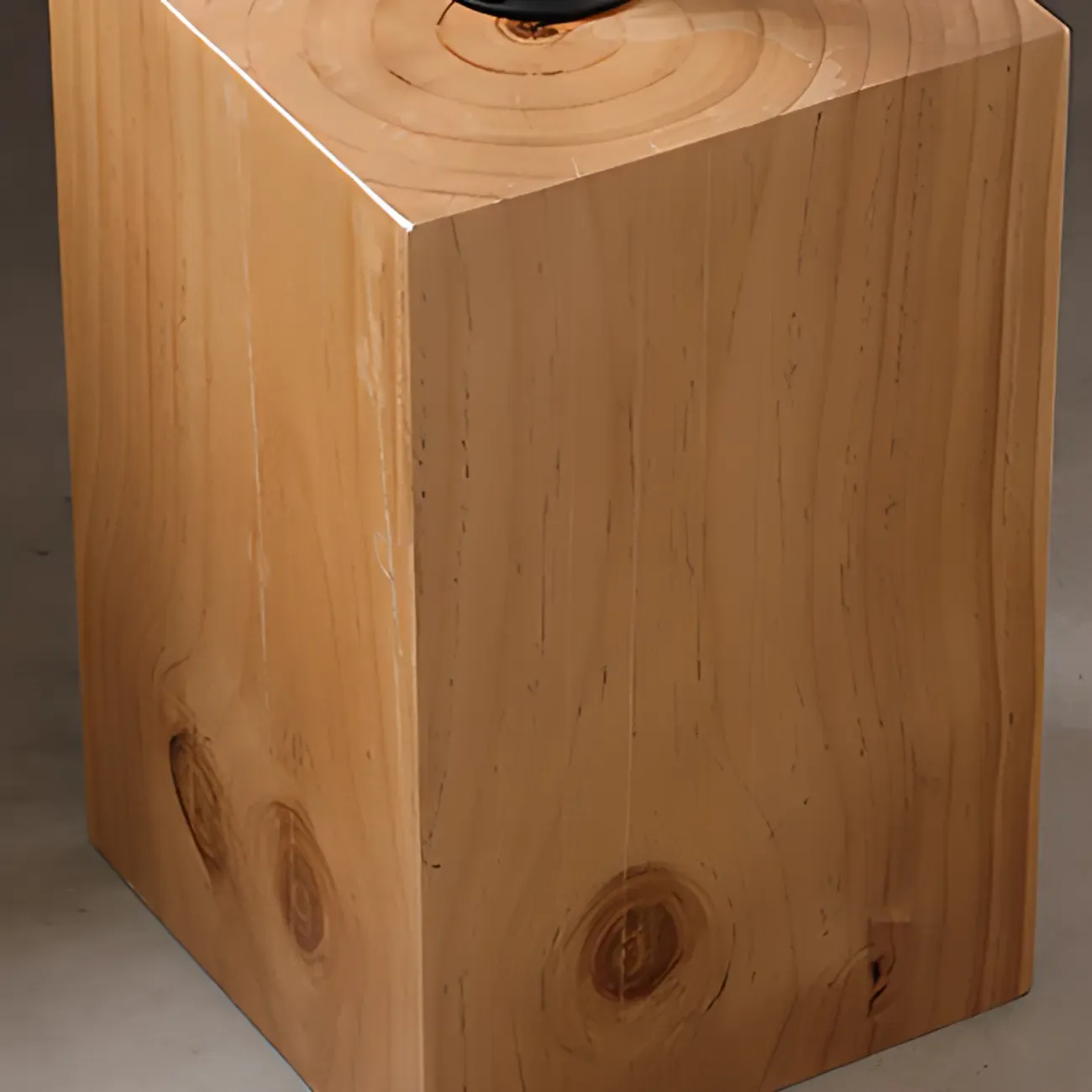 Natural Wood Square Block Base Chairside Table