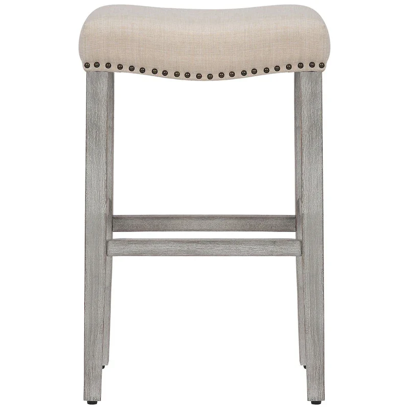 Upholstered Polyester Gray 29 Inch Bar Stool