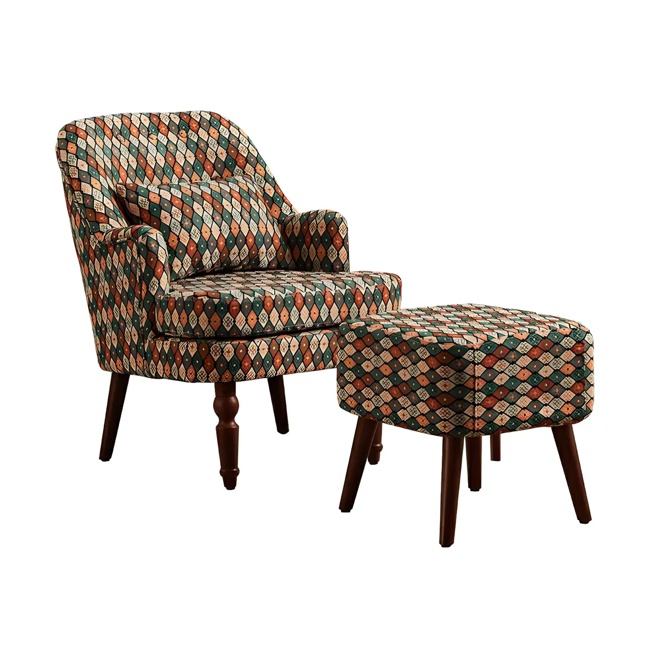 Scandinavian Patterned Upholstery Lounge Chair