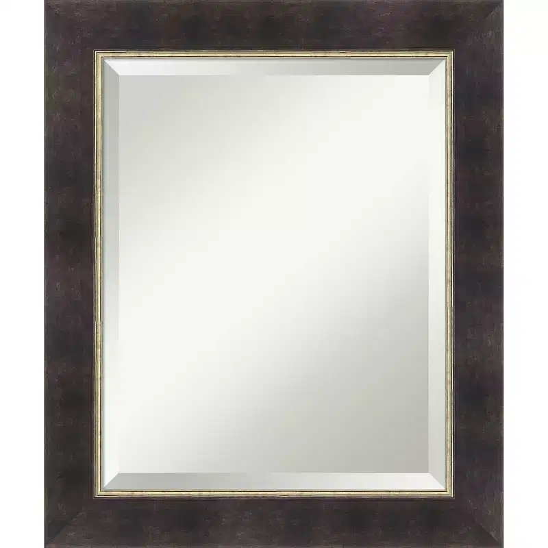 Amanti Art Odin Antique Bronze Beveled Wood Framed Bathroom Vanity Wall Mirror