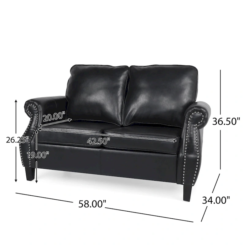 Lawton Faux Leather Loveseat with Nailhead Trim by Christopher Knight Home