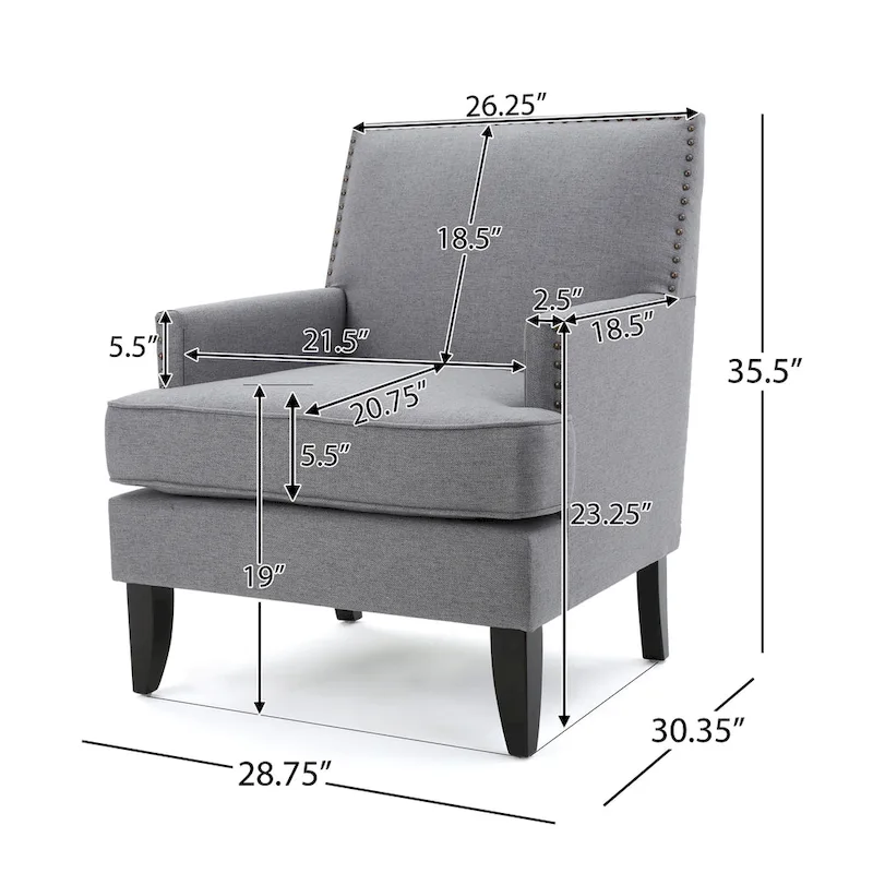 Tilla Studded Fabric Club Chair by Christopher Knight Home