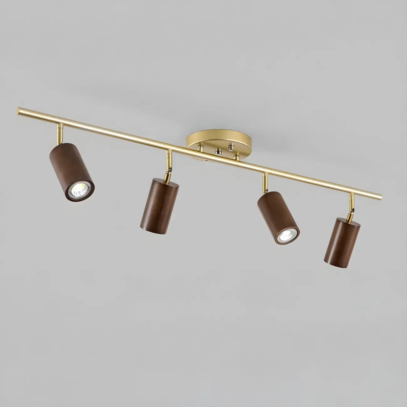 Modern Rubber Wood Brown Semi Flush Mount Track Light