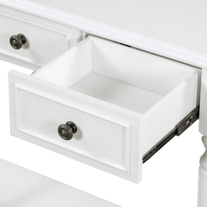 Nestfair Retro Wooden Console Table with Open Shelf Two Drawers