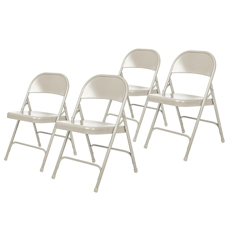 Bernadine Collection Metal Round-Backed Folding Chair, Pack of 4