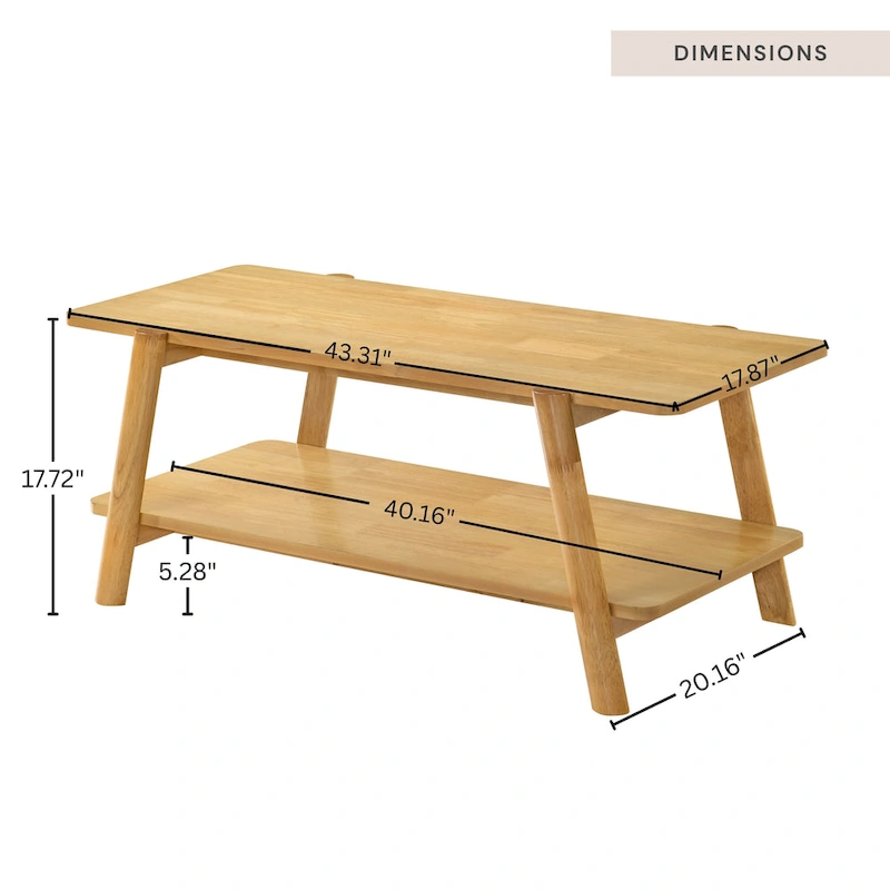 Roundhill Furniture Metz Mid-Century Modern Wood Shelf Coffee Table