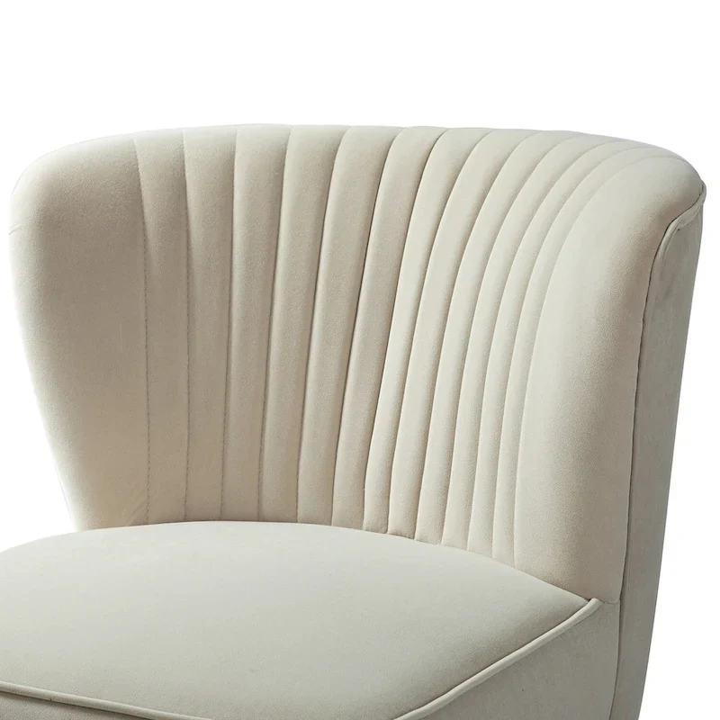 Velvet Tufted Accent Chair with Golden Metal Legs - Channel Back Design, High-Density Foam, 250 lbs Capacity, 26W x 30D x 31.5H