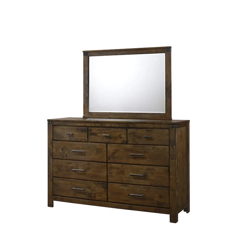 Joell 5 Piece Brown Ructic Panel Bedroom Set