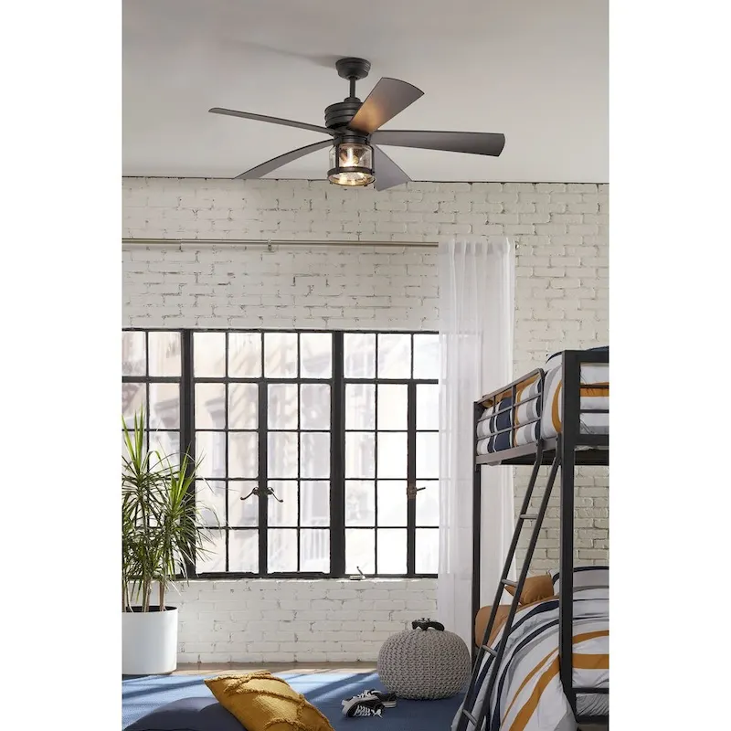 Midvale Collection 5-Blade Blistered Iron 56-Inch AC Motor 2-Light Coastal Ceiling Fan - 56 in x 56 in x 20.85 in