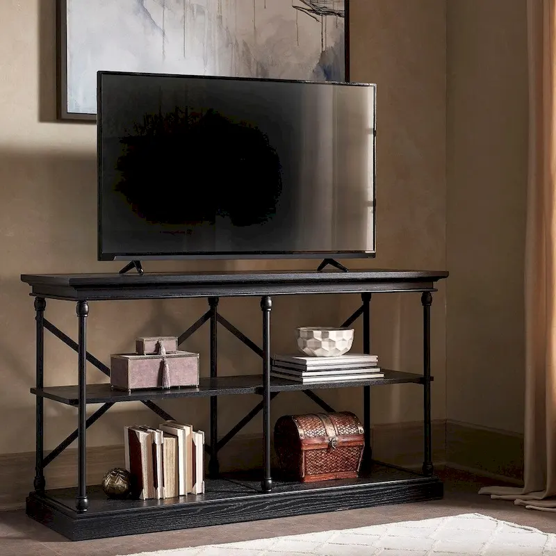 Barnstone Cornice Iron and Wood Entryway Console Table by iNSPIRE Q Artisan
