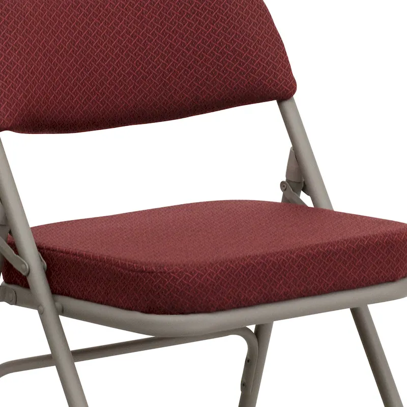 2 Pack Curved Triple Braced & Double Hinged Upholstered Metal Folding Chair