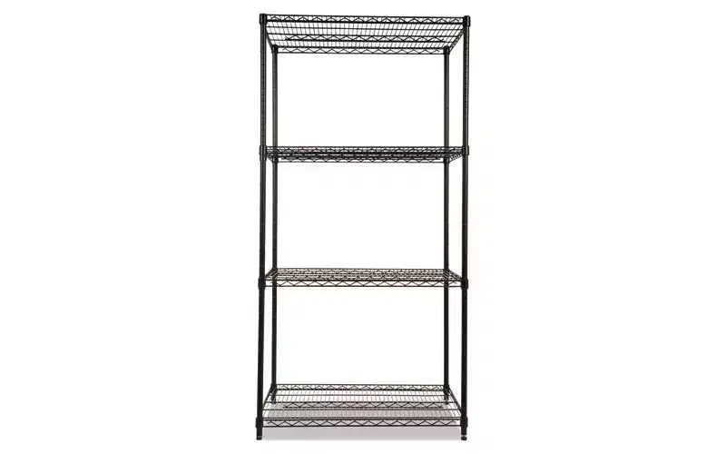 Alera NSF Certified Industrial Four-Shelf Wire Shelving Kit, 36w x 24d x 72h, Black