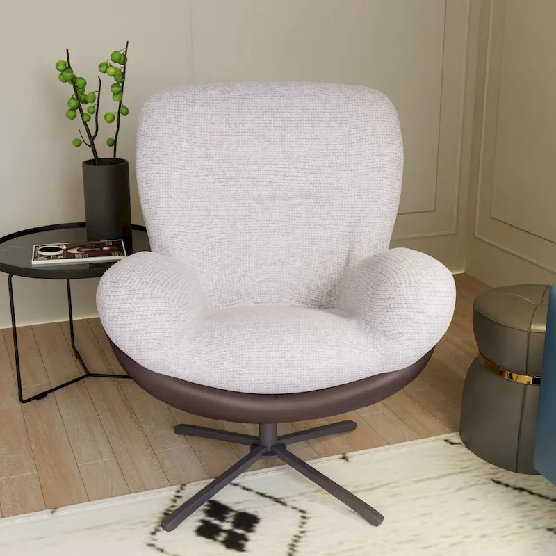 Modern Chenille 360 Swivel Office Chair with Metal Base Frame