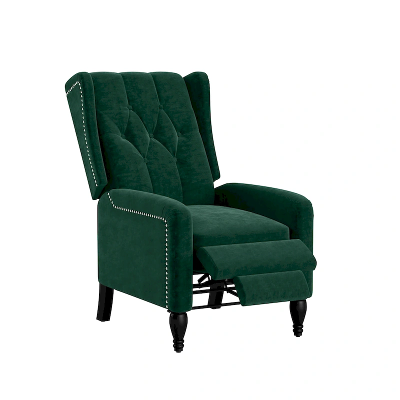 Gracewood Hollow Bea Velvet Wingback Push Back Recliner Chair