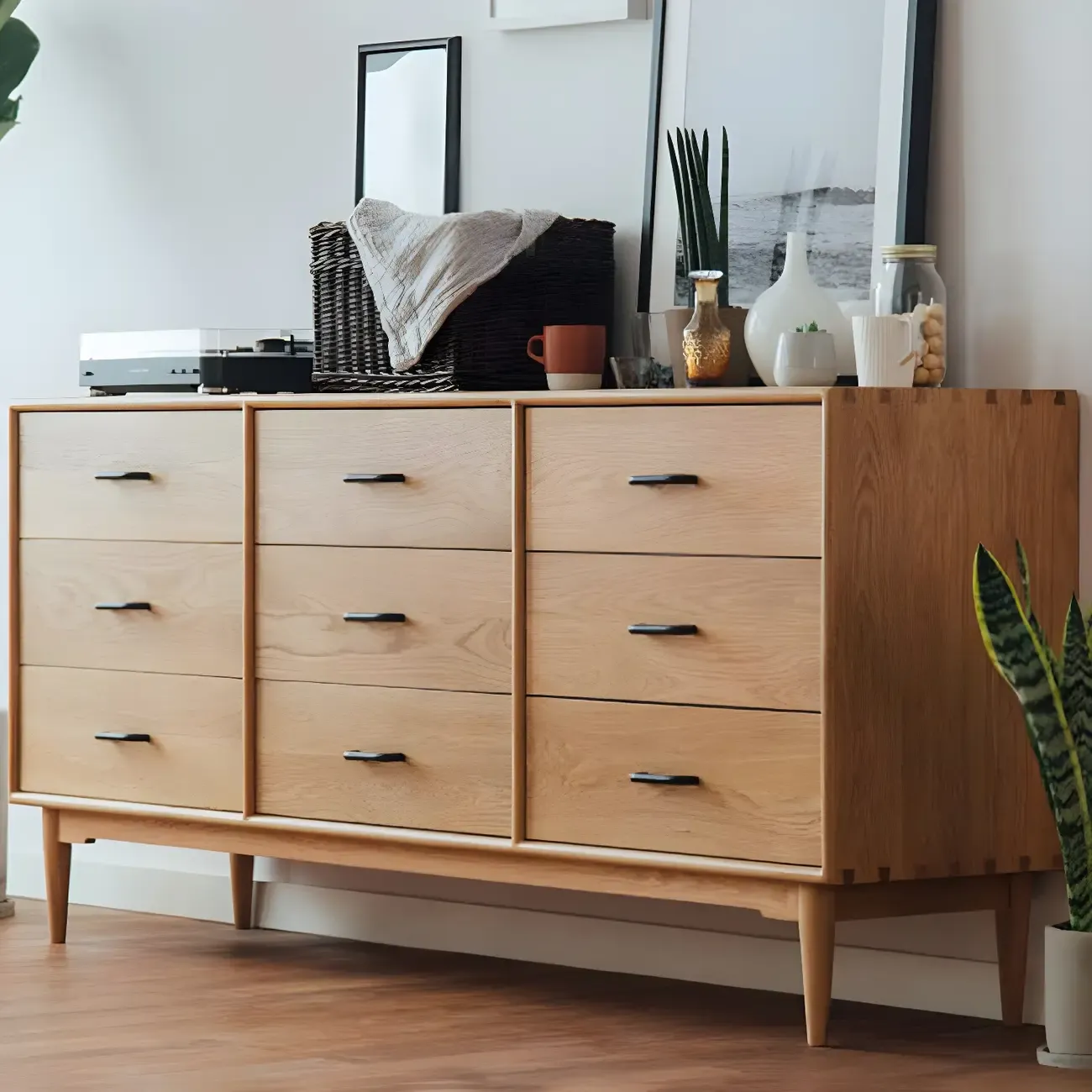 Classic Pine Wood Natural Double Dresser