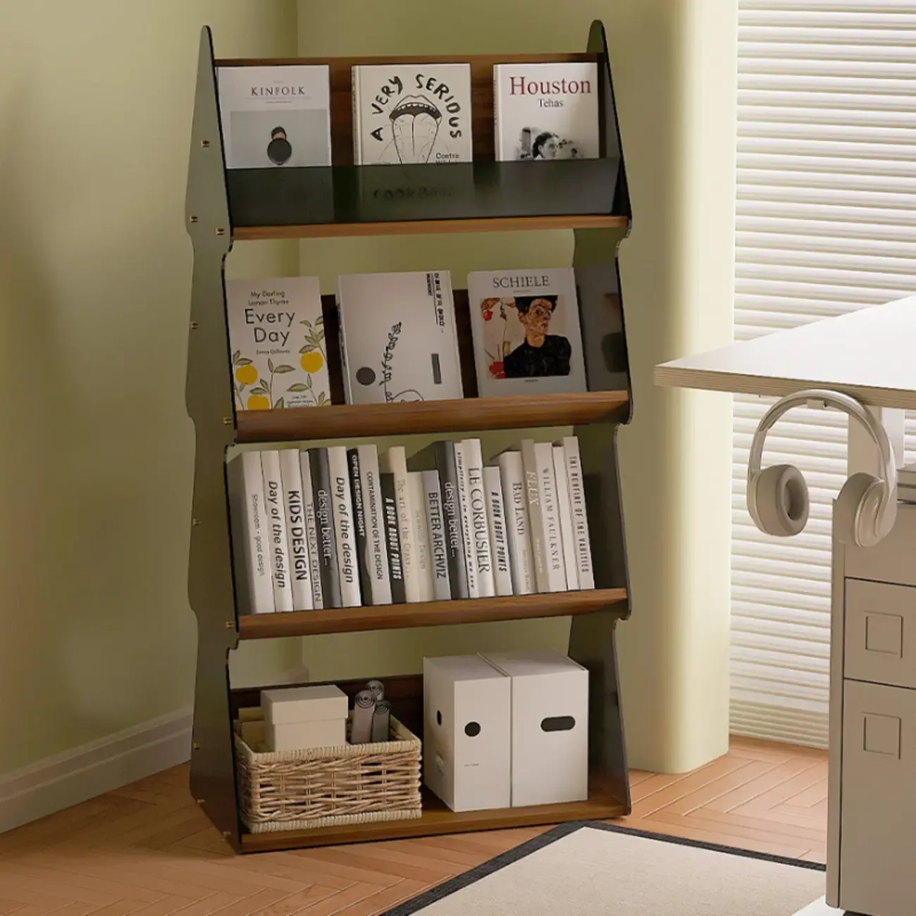 Wood Tree-shaped Vertical Open Back Display Bookcase