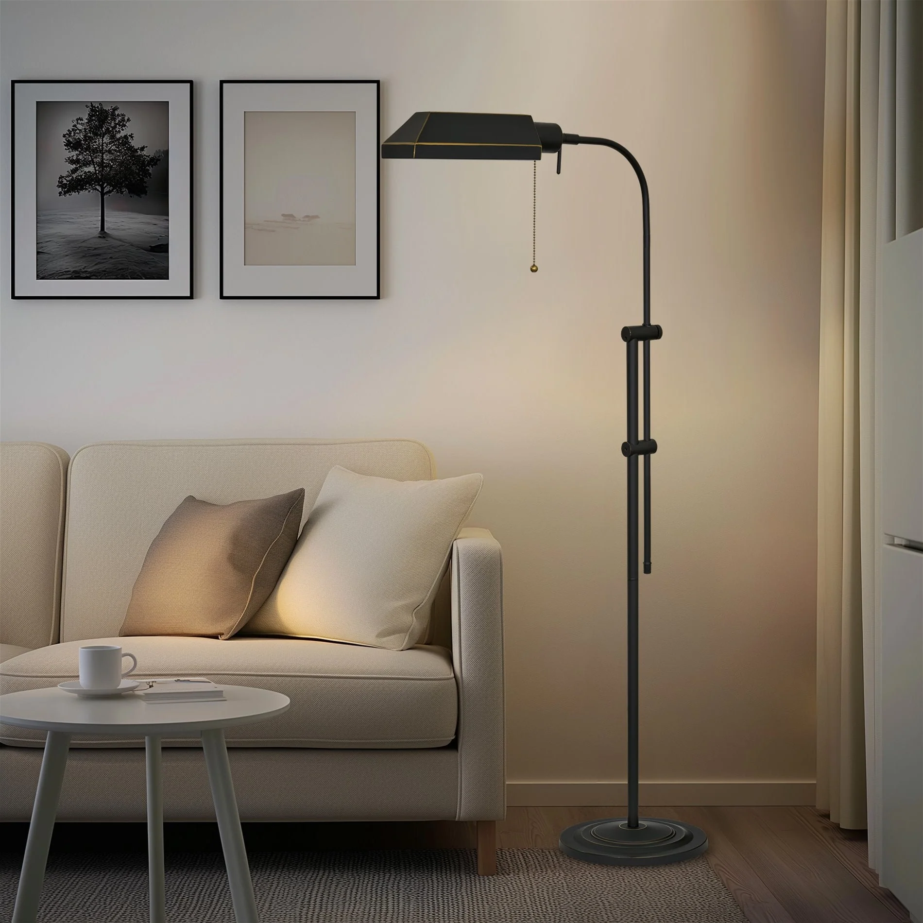 Kira Home Prescott 58 6W LED Bulb (60W eq.) Modern Industrial Adjustable Standing Pharmacy Floor Lamp