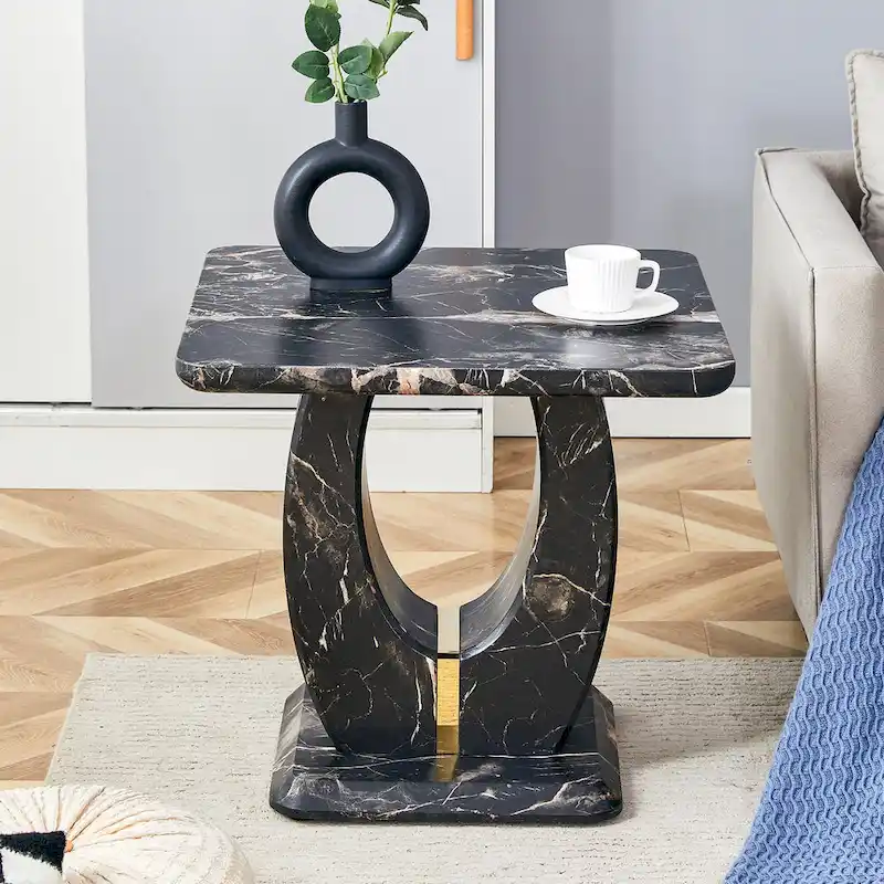 23.6 Square Coffee Table with Gold-Tone Leg Strips