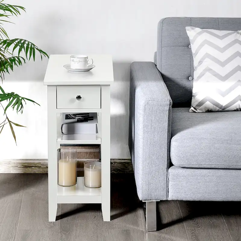 3-Tier End Table with 1 Drawer & 2 Shelves, 24