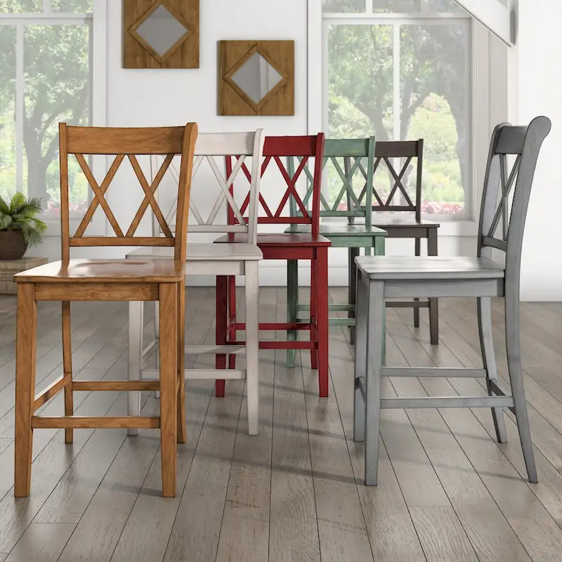 Eleanor X-Back Wood Counter Chairs (Set of 2) by iNSPIRE Q Classic