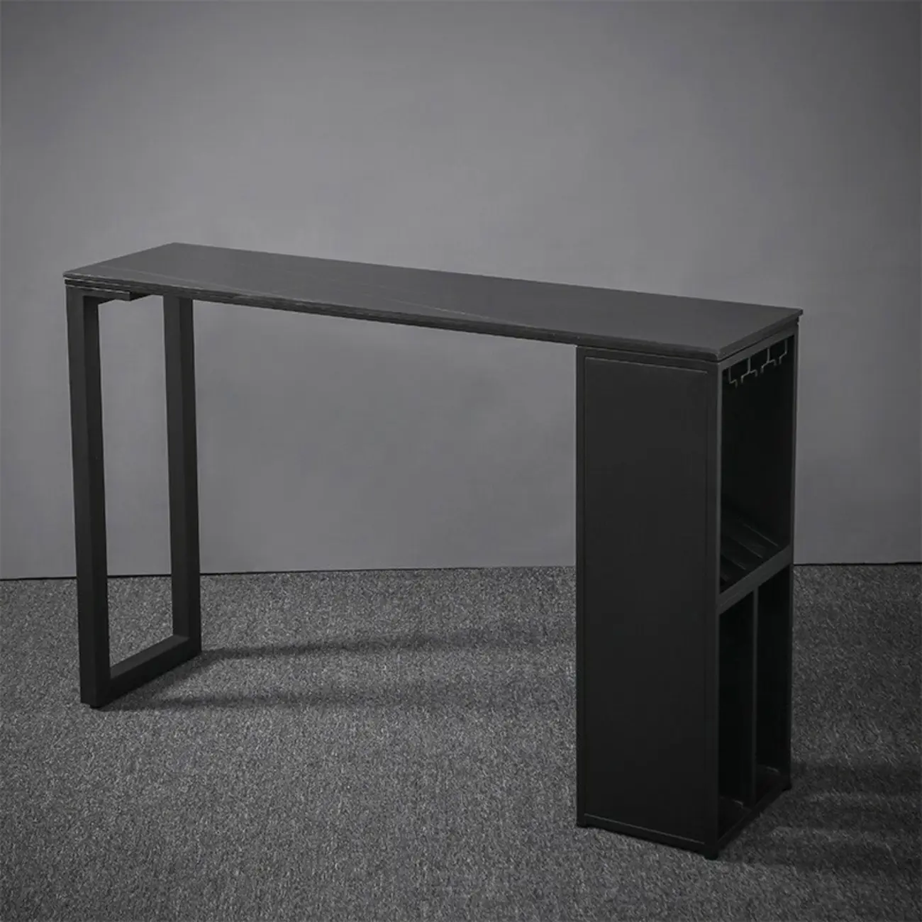 Modern Stone Metal Wine Storage Bar Tables with Cup Holder