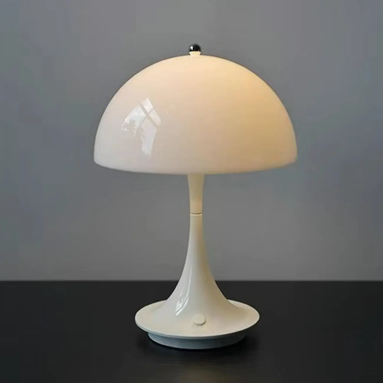 Art Deco White LED Dome Acrylic Shade Cordless Table Lamp