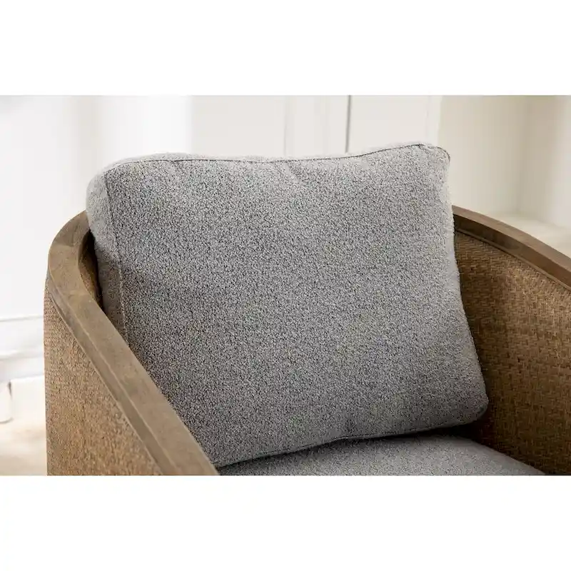 Swivel Barrel Chair, Comfy Round Accent Chair, 360 Degree Swivel Barrel Club Chair, Leisure Arm Chair with Rattan Woven Frame