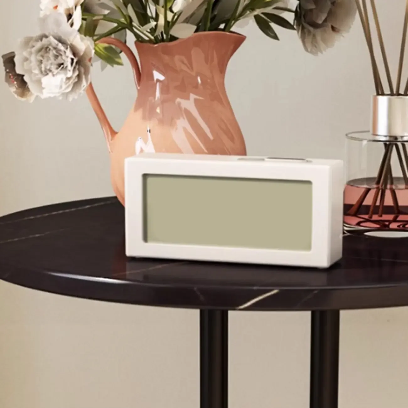 Living Room Glossy Black Metal Round Side Table