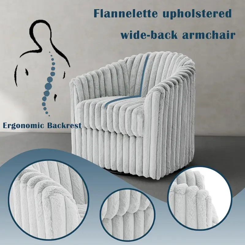 Single Sofa Armchair Swivel Barrel Chair (Set of 2)