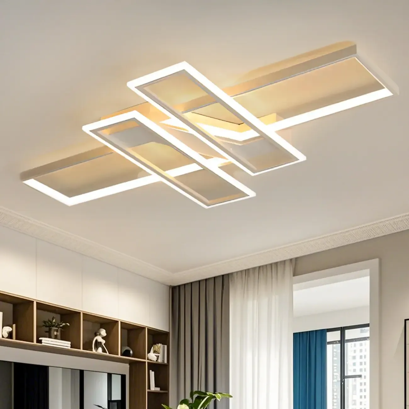 4-Light Modern LED Semi Flush Ceiling Light for Living Room