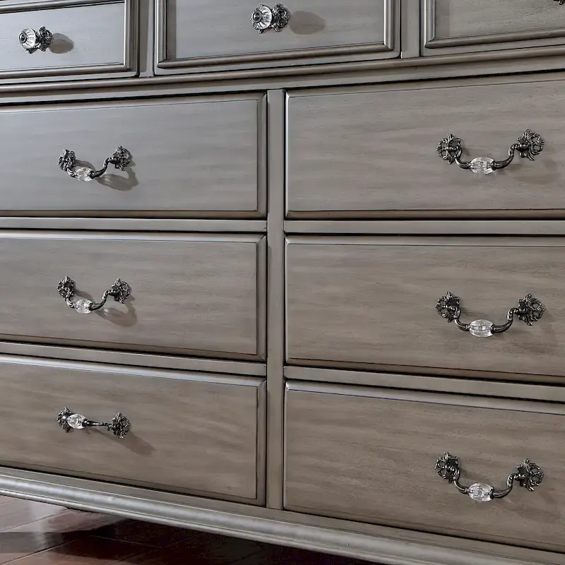 Vame Traditional Grey Wood 5-Piece Poster Bedroom Set by Furniture of America