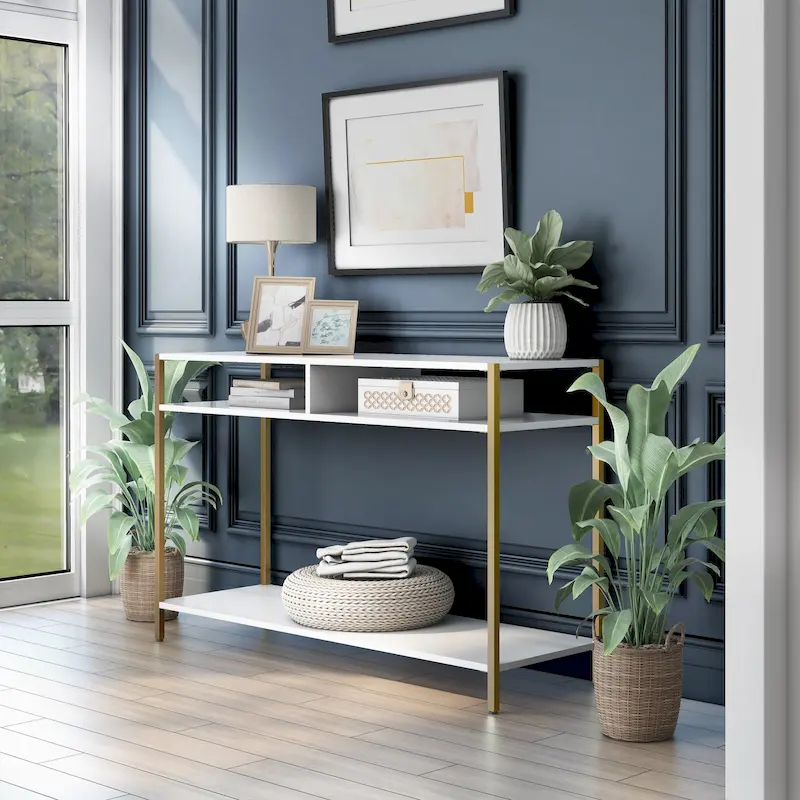 Raven Glam 48-inch Steel 3-Shelf Console Table by Furniture of America