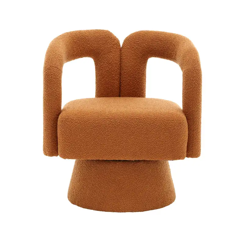 Boucle Upholstered 360° Swivel Barrel Accent Chair, Hardwood Frame, 15-Min Assembly, 6 Colors