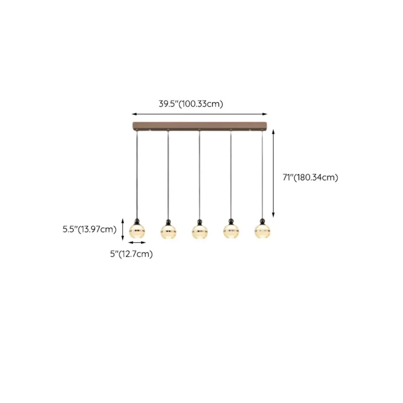 Modern Gold Glass 3-Light Adjustable Island Light