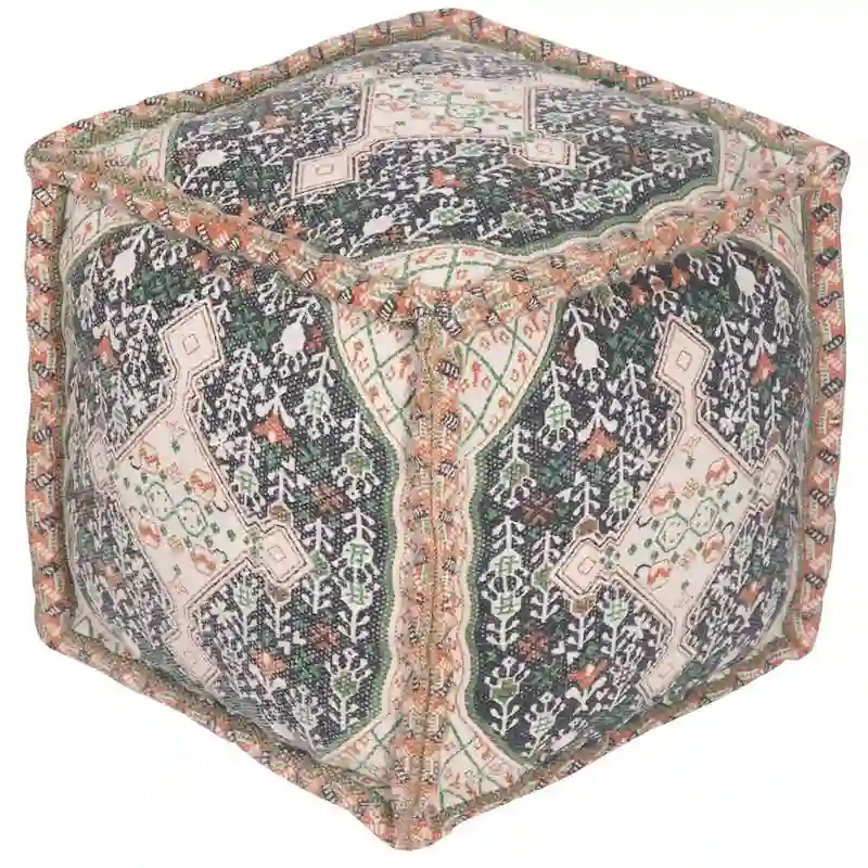 HERAT ORIENTAL Handmade Indo Cotton Pouf (India) - 16  x 16  x 16
