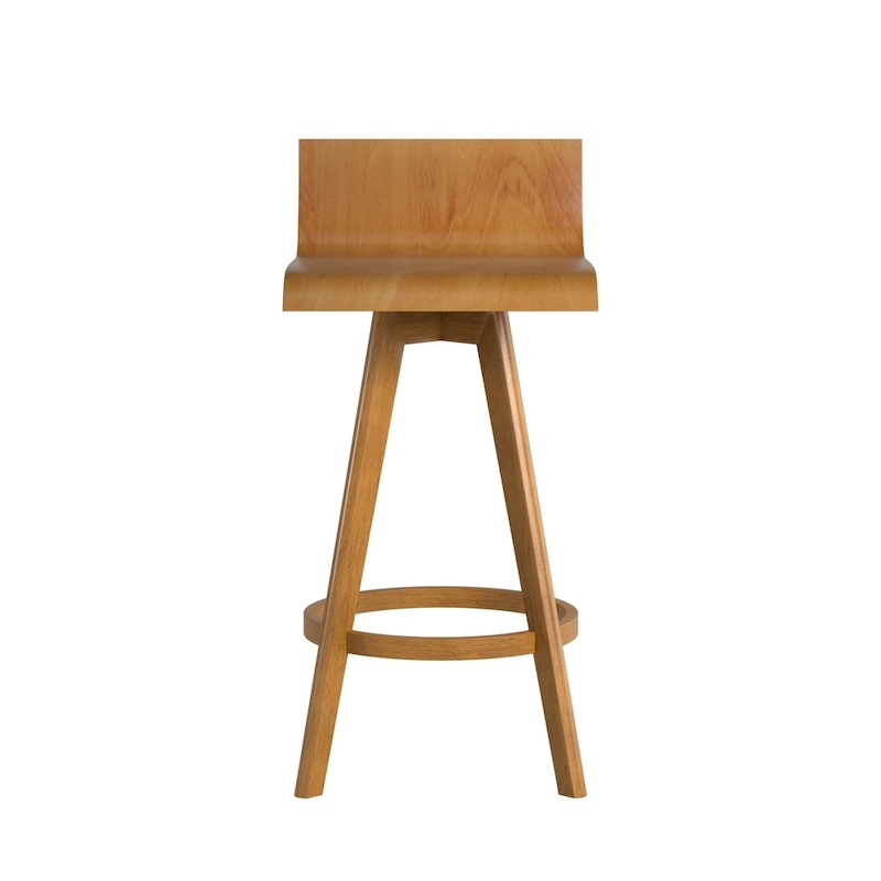 Ellery Mid-Century Modern Swivel Wood Stool (Set of 2) iNSPIRE Q Modern