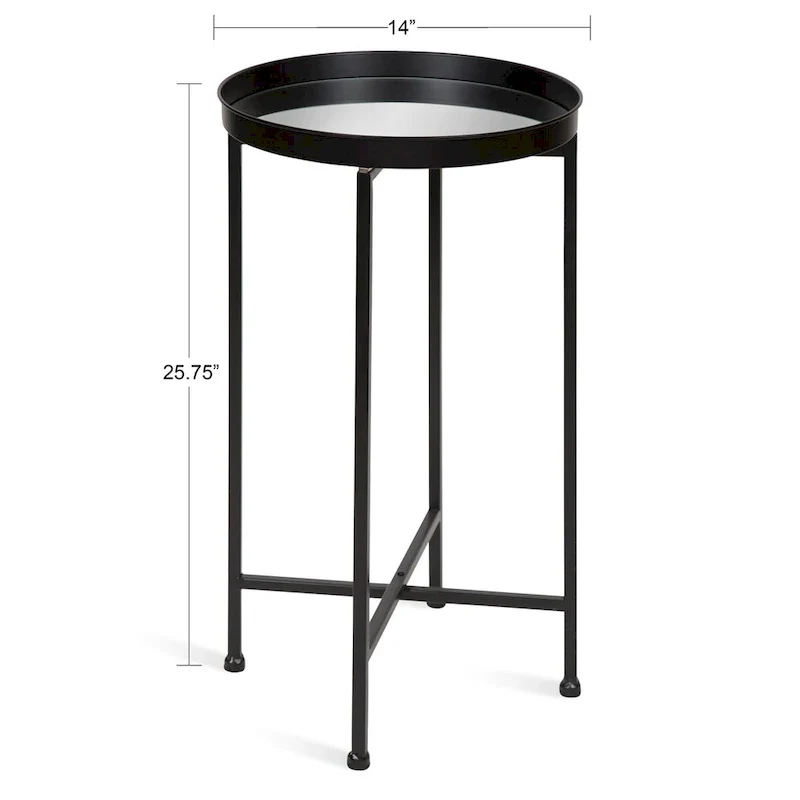 Kate and Laurel Celia Round Metal Tray/ Foldable Accent Table - 14x14x25.75