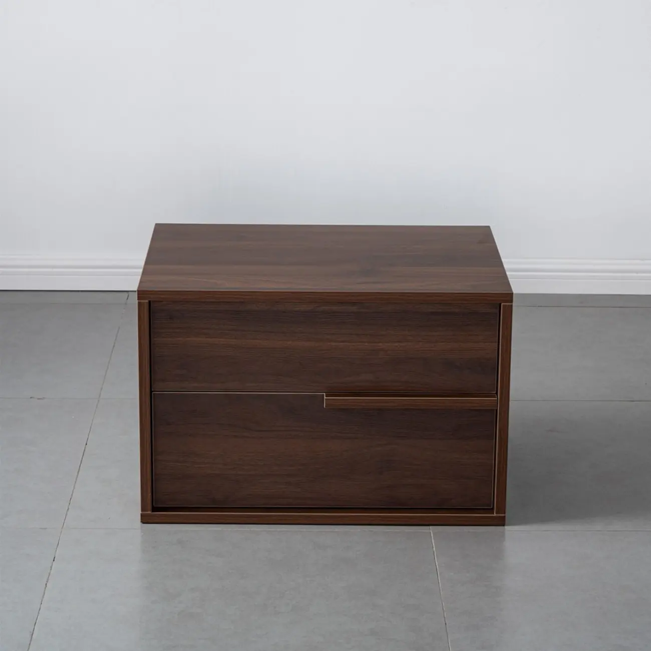 Modern Black Manufactured Wood 2-Drawer Nightstand