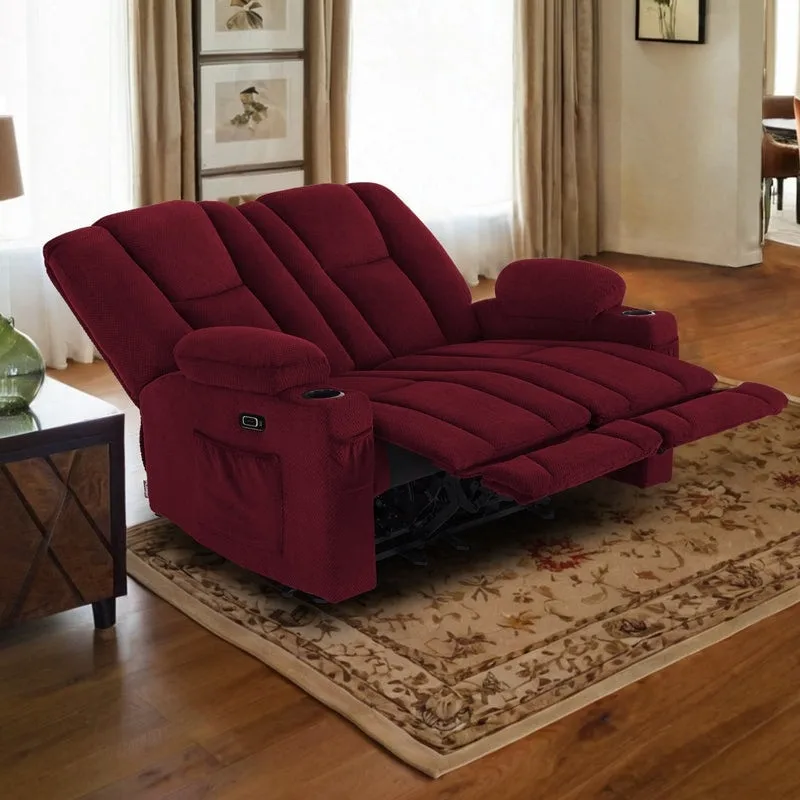 MCombo Electric Power Reclining Sofa with Massage and Lumbar Heat, Fabric 6015/6025/6035/6045