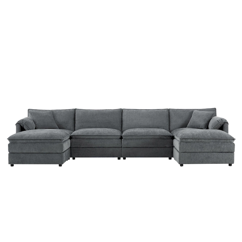 Chenille Modular Sectional Sofa, U Shaped Cloud Upholstered Couch Set