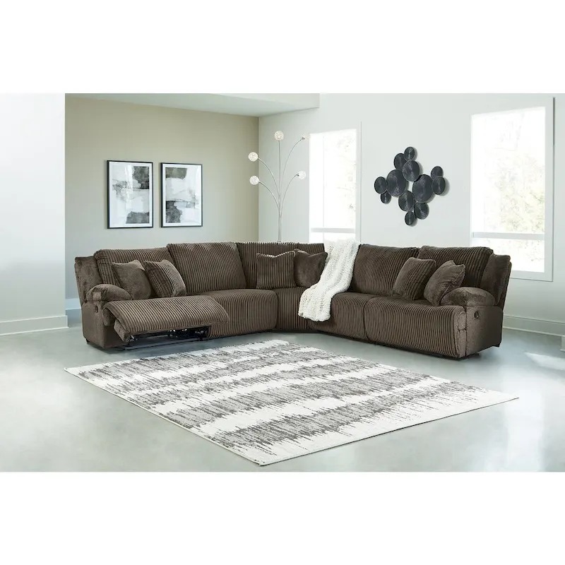 Signature Design by Ashley Top Tier Brown 5-Piece Reclining Sectional - 134W x 134D x 41H