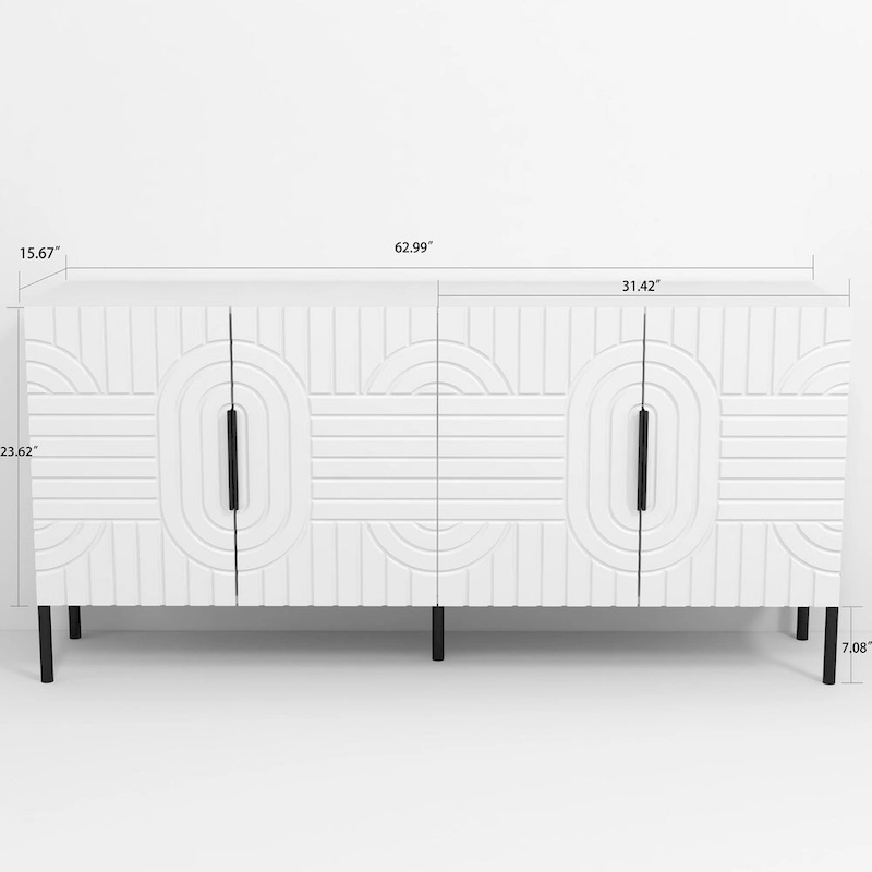 Chic Elegance 63-Inch White TV Stand - Fits Up to 65 TV - 63 in Width