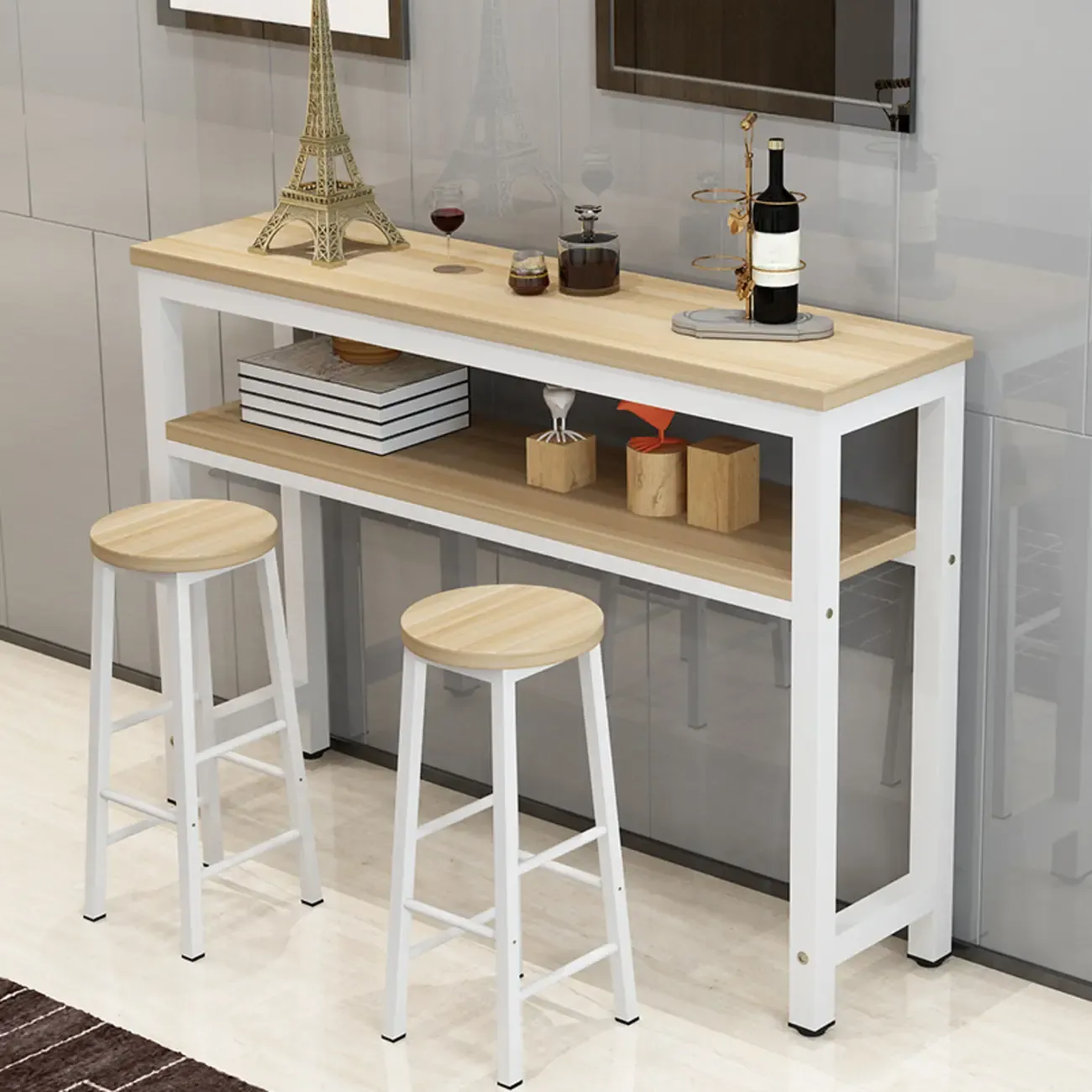 Modern Reddish Engineered Wood Bar Tables