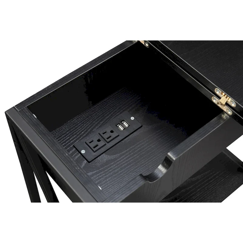 Convenience Concepts Tucson Flip Top End Table with Charging Station and Shelf